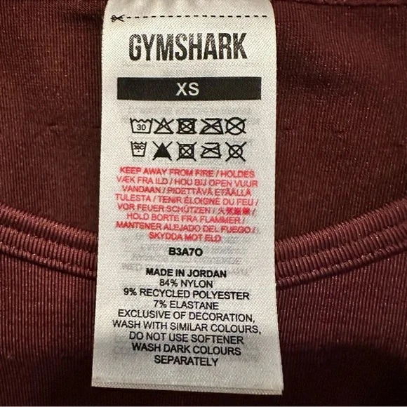 GYMSHARK Sweat Seamless Midi Tank Baked Maroon Women’s Size XS - Picture 7 of 7